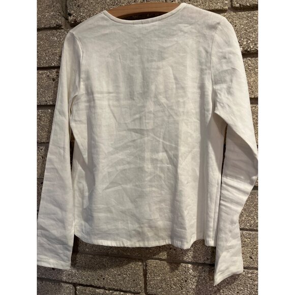 Bryn Walker Womens White Front Zip Long Sleeve Top - Picture 5 of 6